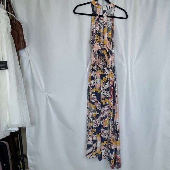 Womens Dress Small? Floral Printed Halter Cinch Waist A Line Dress - Picture 15 of 16